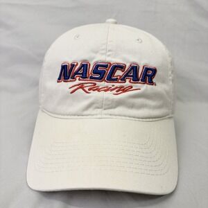 NASCAR Racing Hat Baseball Cap Unisex OSFM White Embroidered Logo Strapback